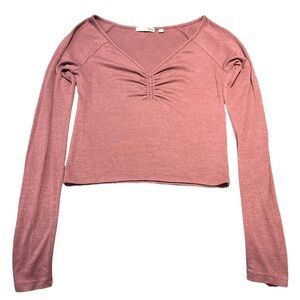 WILFRED FREE women's dusty rose longsleeve with ruched neckline, size small.